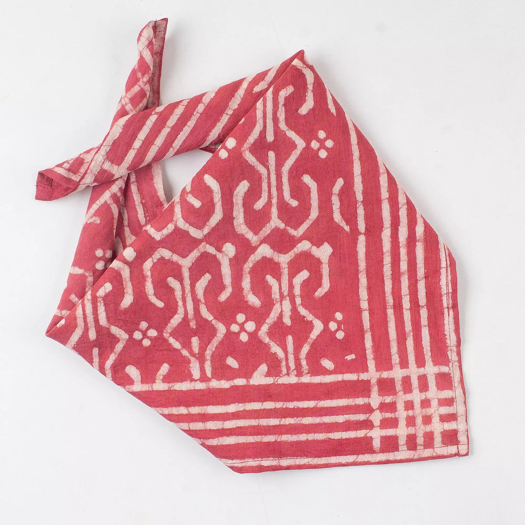 Red Cotton Hand Block Print Bandana for Women & Men 614